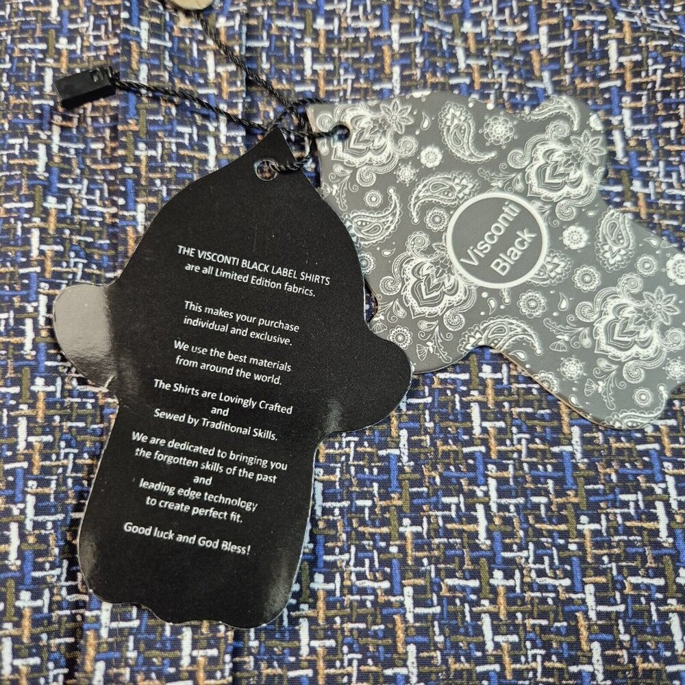 Visconti Black Shirt Men's Size S Blue Multi Button Up Long Sleeve Stretch (51) - Picture 6 of 9